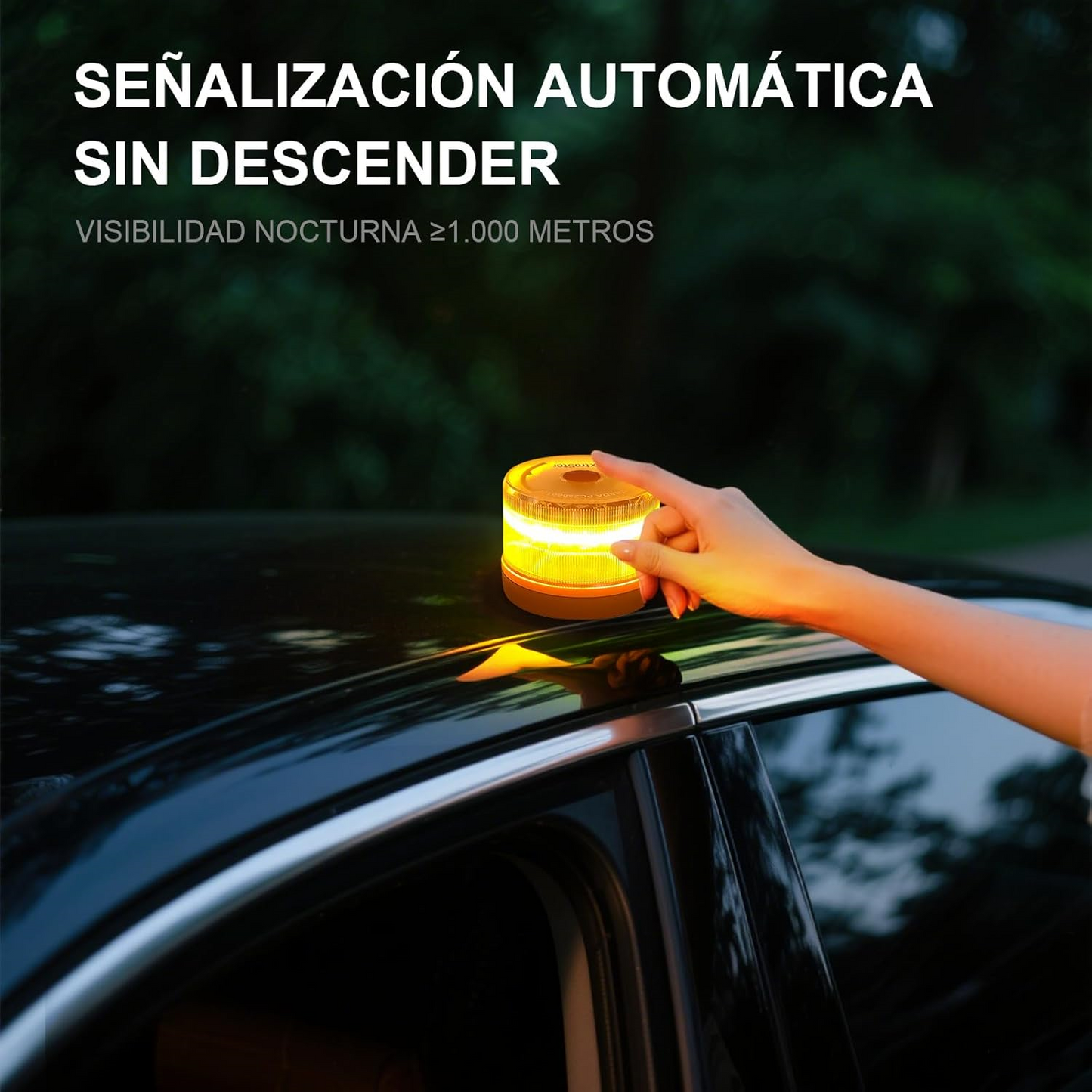 Luz de Emergencia V16 Aprobada por la DGT con Geolocalización 3.0 – Señalización de Ubicación para Automóviles, Plan de Datos Incluido – Base Magnética IP54 – Cumple con la Normativa 2026.